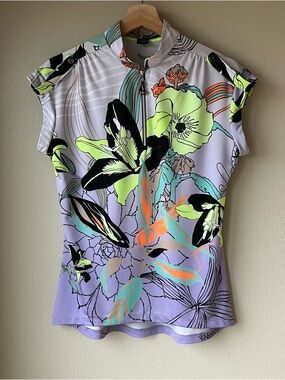 Jamie Sadock Sleeveless Golf Shirt Women’s Size S Multicolored Floral 1/4 Zip